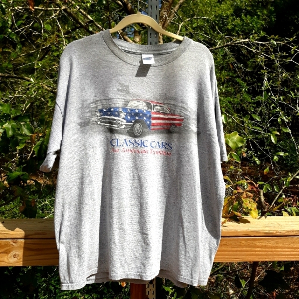 Classic Car Chevy USA T- shirt XL Red White Blue